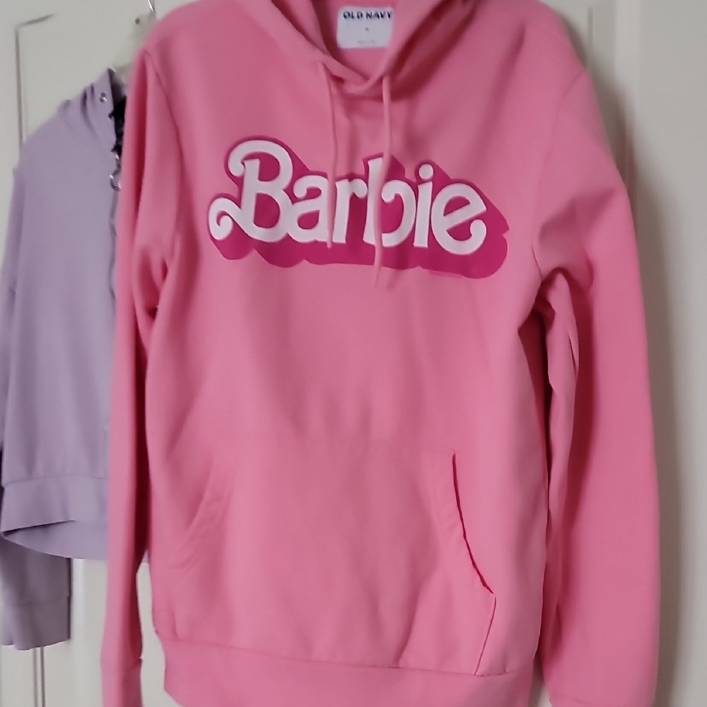 Old Navy Pink Hoodie with Barbie Logo